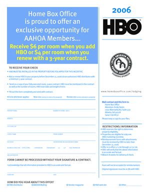 HBO Incentive Form