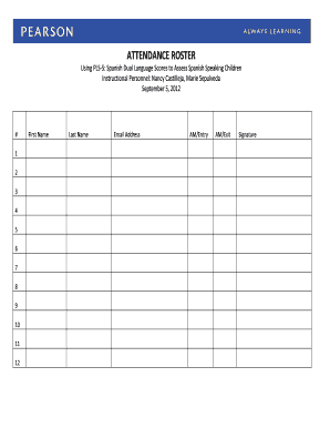 attendance roster form