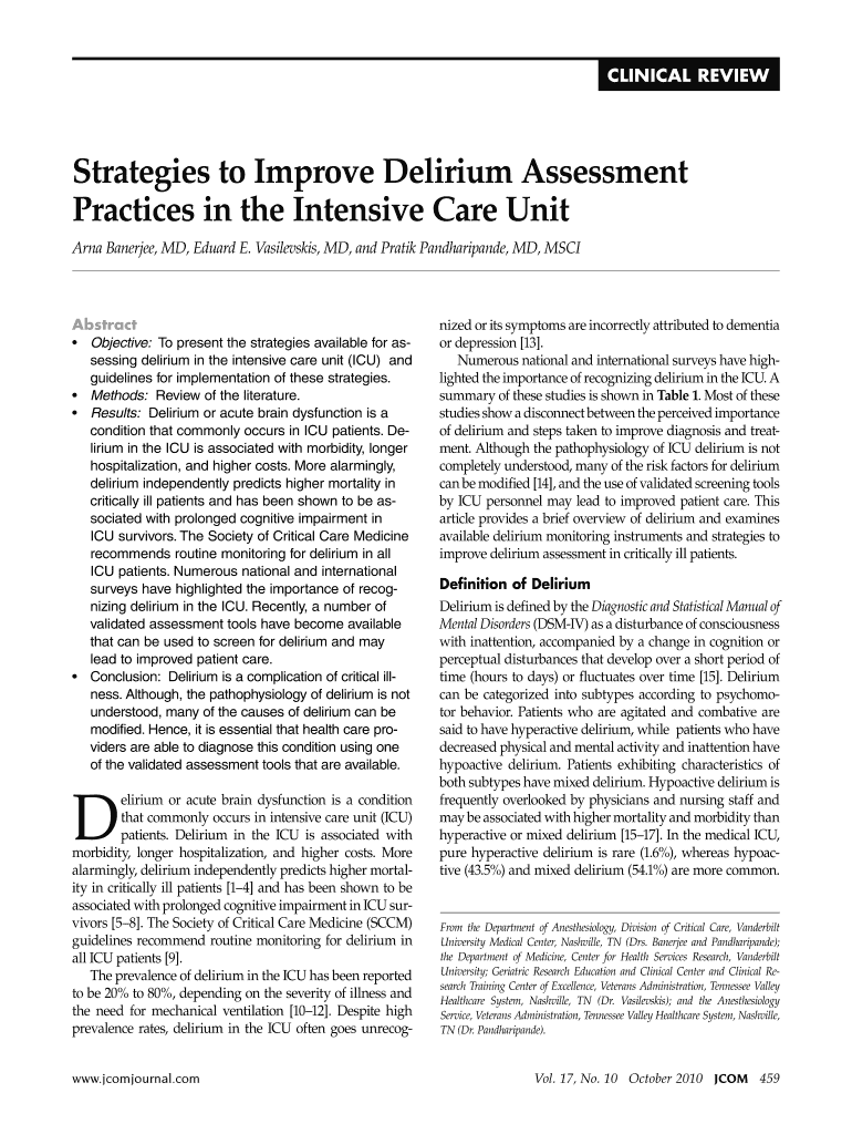 Fillable Online Strategies to Improve Delirium Assessment Fax Email ...