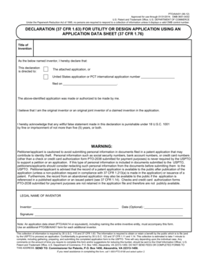 USPTO Declaration for Utility or Design Application