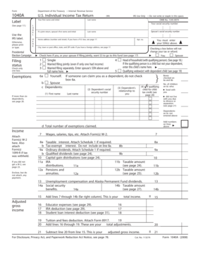 US Federal 1040A Tax Form