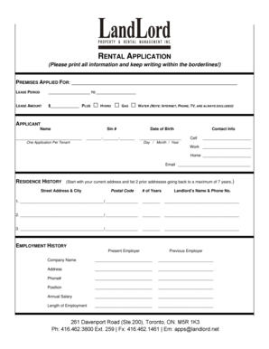 Rental Application Form