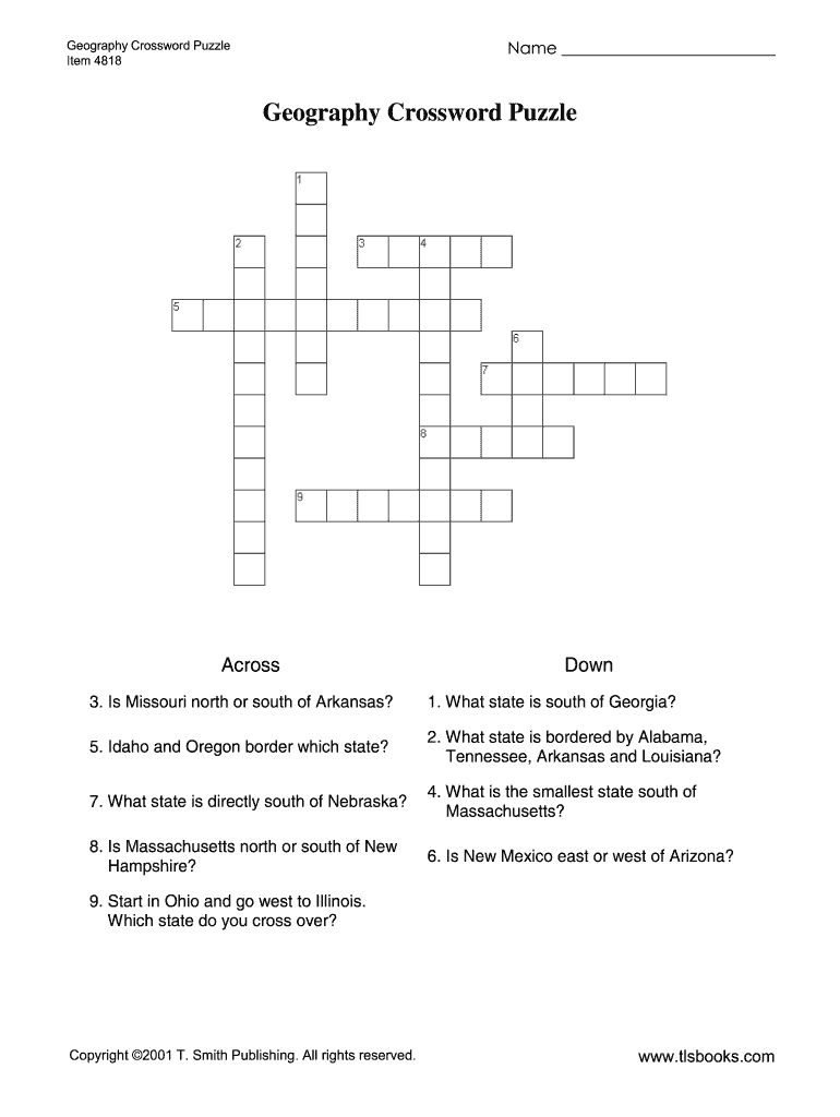 Geography Crossword Answers 2020 2021 Fill And Sign Printable 