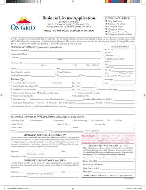 Ontario Business License Application