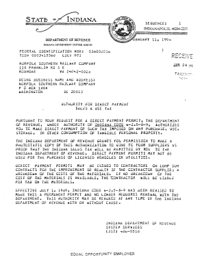 Indiana Sales Tax Exemption Certificate