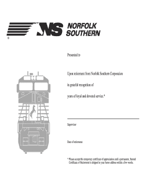 Retirement Certificate