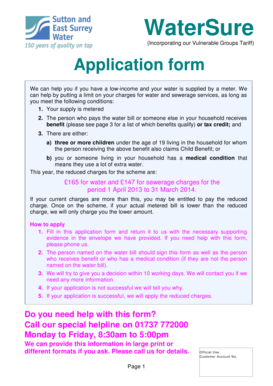 WaterSure Application Form