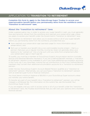 Application to Transition to Retirement