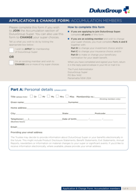 DuluxGroup Super Accumulation Membership Application
