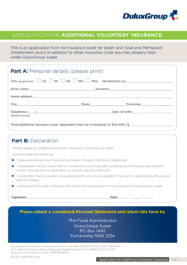 Application for Additional Voluntary Insurance