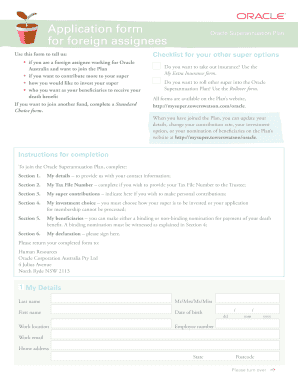Oracle Superannuation Plan Application Form