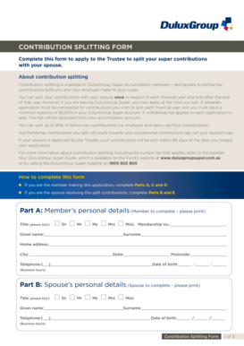 DuluxGroup Super Contribution Splitting Form