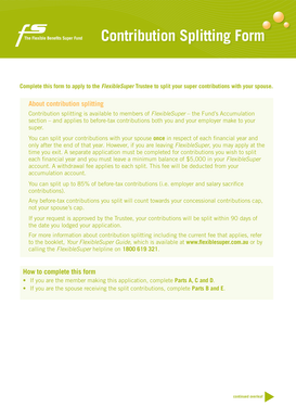 Flexible Benefits Super Fund Contribution Splitting Form