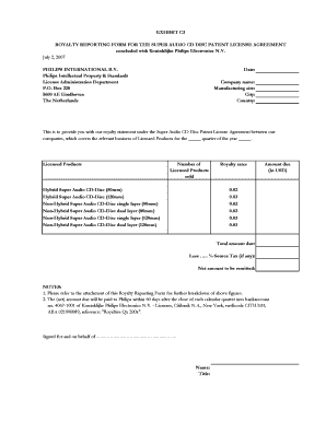 Exhibit C3 The Royalty Reporting Form - Philips intellectual property ...