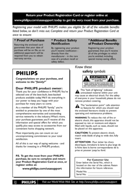 Philips Product Registration Card