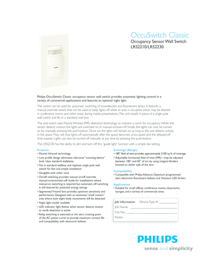 OccuSwitch Classic Product Bulletin
