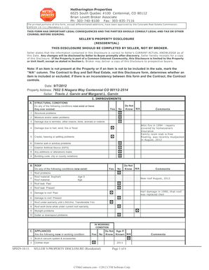 Colorado Residential Seller's Property Disclosure