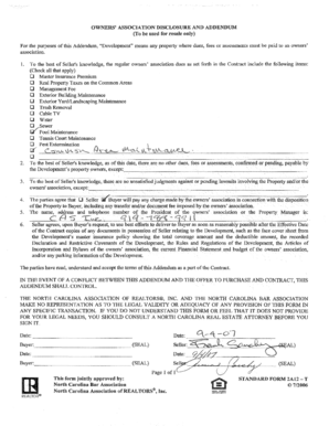 North Carolina Owners' Association Non-Disclosure Addendum