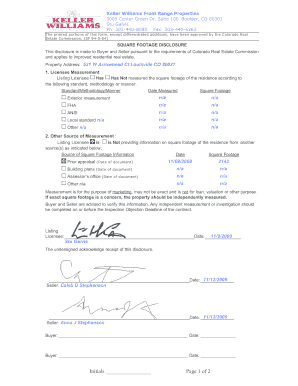 Colorado Square Footage Disclosure Form