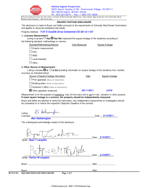 Colorado Square Footage Disclosure Form