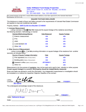 Colorado Square Footage Disclosure