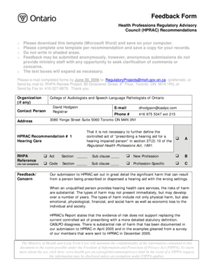 Certificate of stock report sample - Feedback Form - College of Audiologists and Speech-Language ...