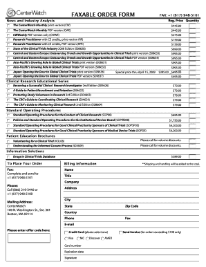 FAXABLE ORDER FORM
