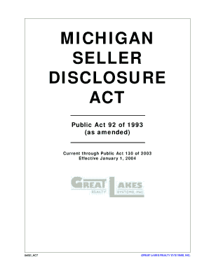 Michigan Seller Disclosure Form