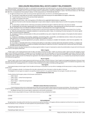 Michigan Real Estate Agency Disclosure Form