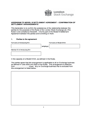 Model B Settlement Agreement Declaration Form - London Stock ...