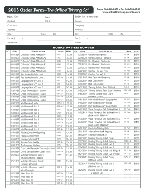 2013 Order Form