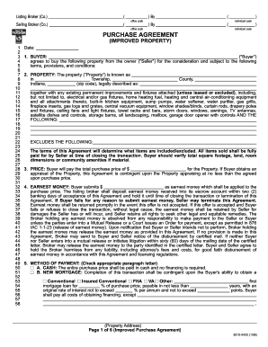 Indiana Improved Property Purchase Agreement