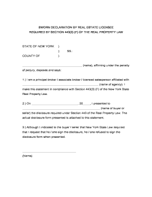 Sworn Declaration by Real Estate Licensee