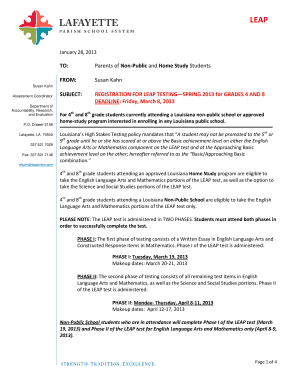 LEAP Test Registration Form