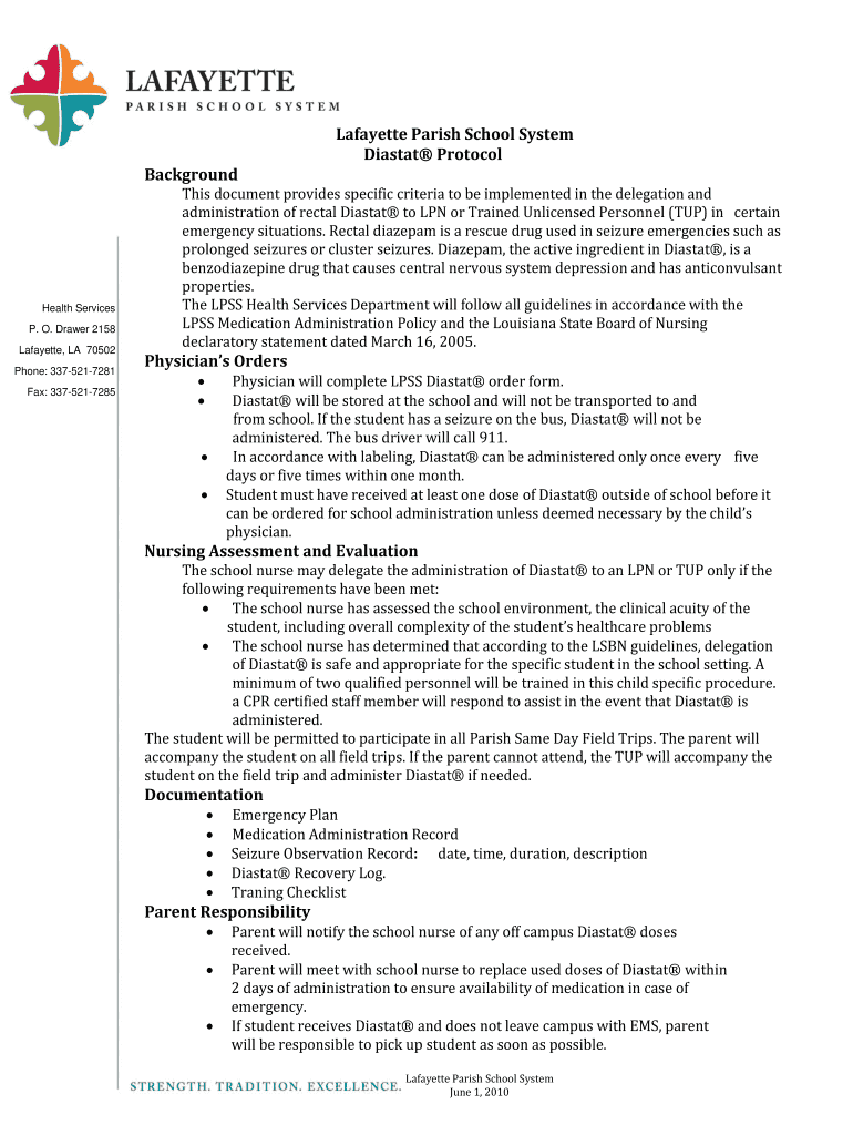 Fillable Online Diastat® Protocol Fax Email Print pdfFiller