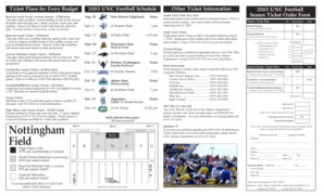 2003 UNC Football Season Ticket Order Form
