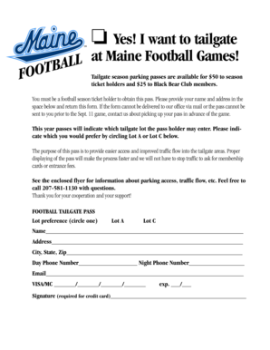 University of Maine Football Tailgate Pass