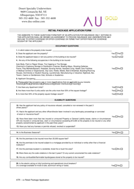 Retail Package Application Form