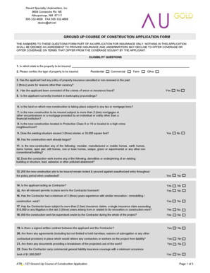 Ground Up Course of Construction Application Form
