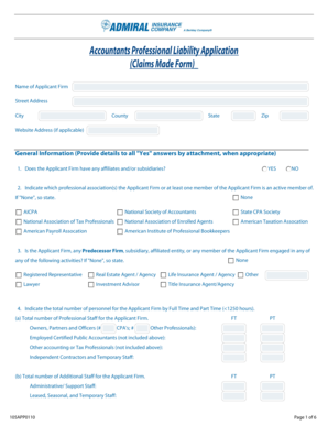 Accountants Professional Liability Application