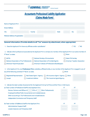 Accountants Professional Liability Application