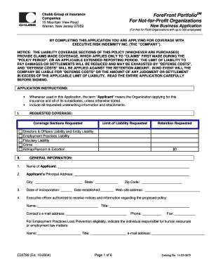 Chubb ForeFront PortfolioSM New Business Application