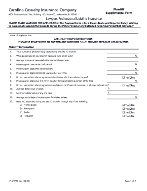 Lawyers Professional Liability Insurance Application