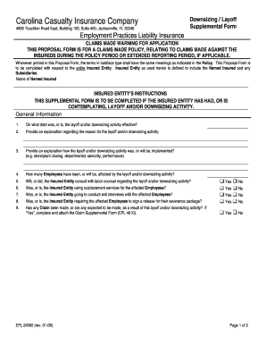 Employment Practices Liability Insurance Supplemental Form