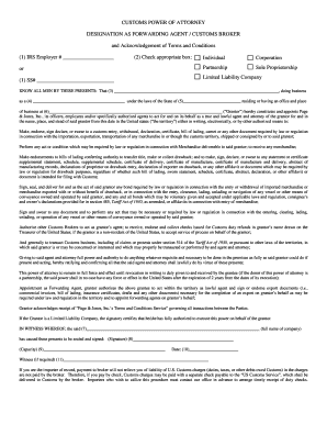 Customs Power of Attorney