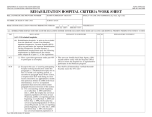 Rehabilitation Hospital Criteria Worksheet