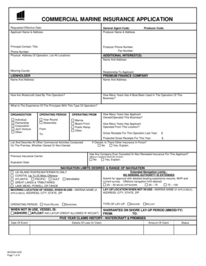 Commercial Marine Insurance Application