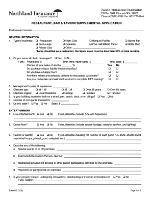 Restaurant Bar Supplemental Application