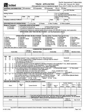 Truck Insurance Application Form
