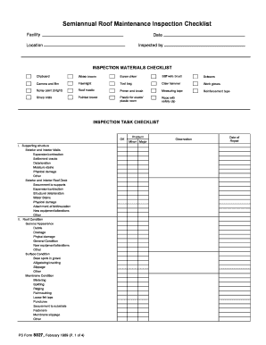 Roof Maintenance Inspection Checklist